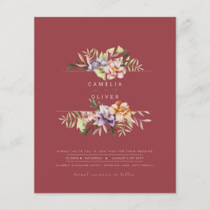 Prospectus 11,4 Cm X 14,2 Cm Rose Red Summer Floral Wedding Inviter QR Code