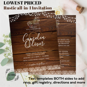 Prospectus 11,4 Cm X 14,2 Cm Rustic Lace Mason Jar Lights Gypsophila Wedding