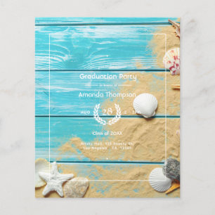 Prospectus 11,4 Cm X 14,2 Cm Rustic Turquoise Beach Graduation Party