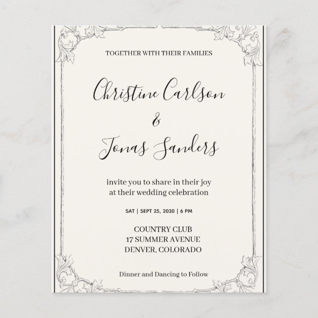 Prospectus 11,4 Cm X 14,2 Cm Rustic Wedding Invitation (Devant)