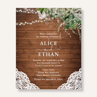Prospectus 11,4 Cm X 14,2 Cm Rustic Wood Greenery QR Code Wedding Cheap