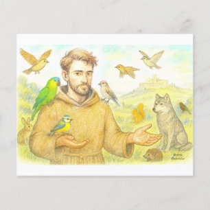 Prospectus 11,4 Cm X 14,2 Cm Saint François - le sermon aux oiseaux et aux anim