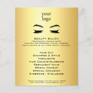 Prospectus 11,4 Cm X 14,2 Cm Salon de beauté Golden Lashes & Brow