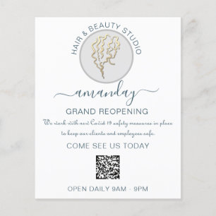 Prospectus 11,4 Cm X 14,2 Cm Salon de Beauté Réouverture  Logo QR CODE Prix Bla