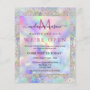 Prospectus 11,4 Cm X 14,2 Cm Salon de maquillage Holographique moderne Parties 