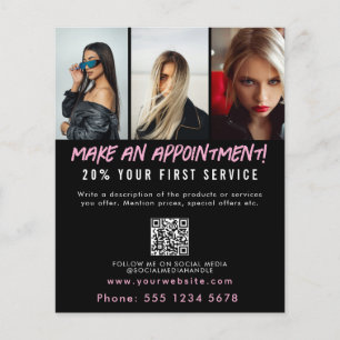 Prospectus 11,4 Cm X 14,2 Cm Salon Rendez-vous Hair Maquillage Nails Business