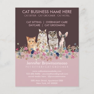 Prospectus 11,4 Cm X 14,2 Cm Service de garde de chat rose