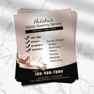 Prospectus 11,4 Cm X 14,2 Cm Service de nettoyage de la maison Rose Gold