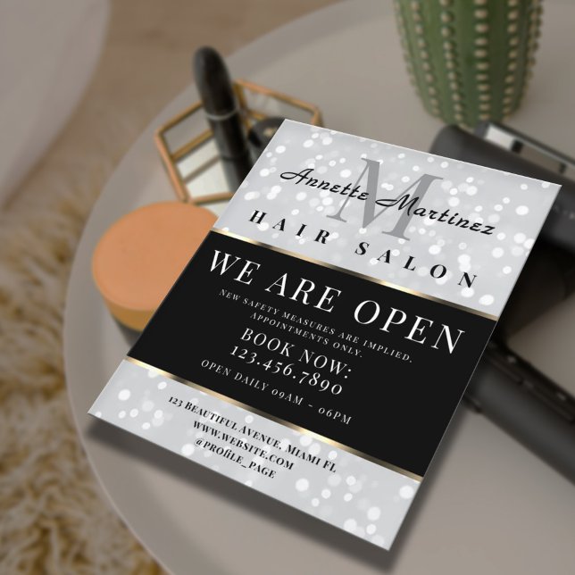 Prospectus 11,4 Cm X 14,2 Cm Silver glitter hair salon (Créateur téléchargé)