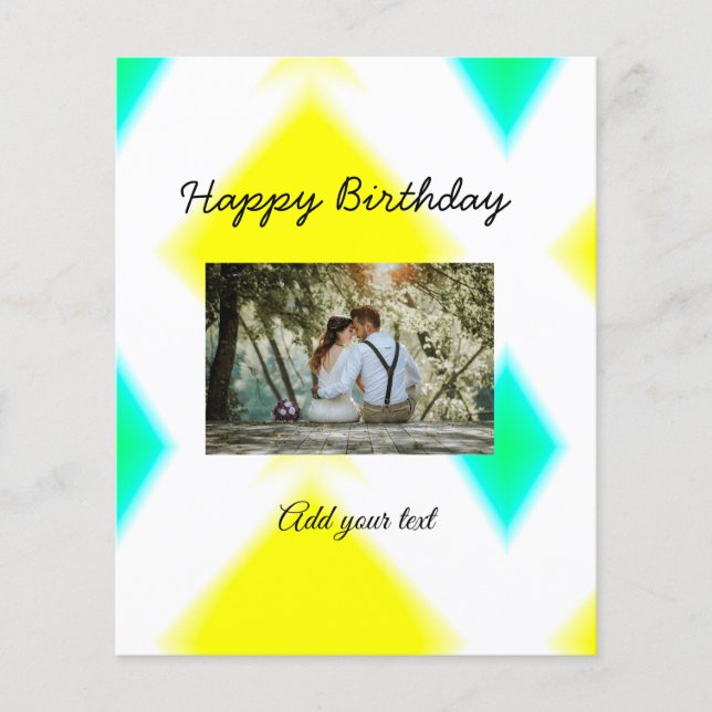 Prospectus 11,4 Cm X 14,2 Cm simple coloré minimum heureux anniversaire ajouter (Devant)