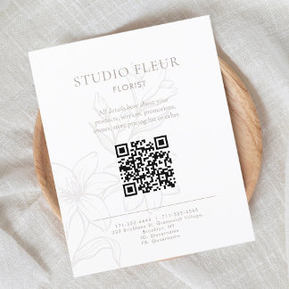 Prospectus 11,4 Cm X 14,2 Cm Simple Floral Petite Entreprise Code QR Marketing