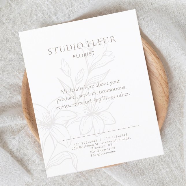Prospectus 11,4 Cm X 14,2 Cm Simple Floral Small Business Marketing (Créateur téléchargé)