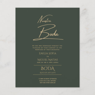 Prospectus 11,4 Cm X 14,2 Cm Simple Nuestra BODA Mariage espagnol Texte seuleme