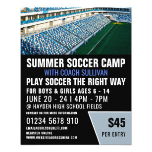 Prospectus 11,4 Cm X 14,2 Cm Soccer Stadium, Soccer Camp Advertising Flyer
