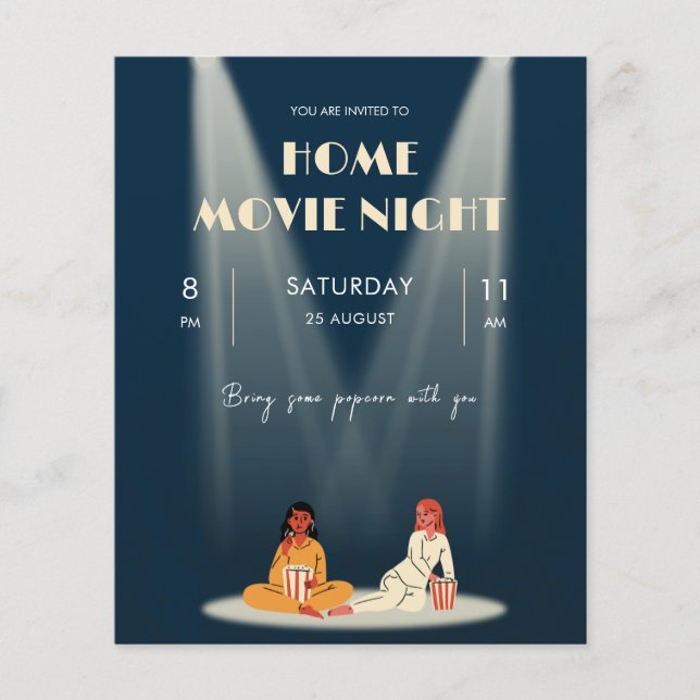 Prospectus 11,4 Cm X 14,2 Cm Soirée cinéma cool flyer sombre (Devant)