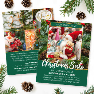 Prospectus 11,4 Cm X 14,2 Cm Solde de Noël Shopping Fête Entreprise Verte