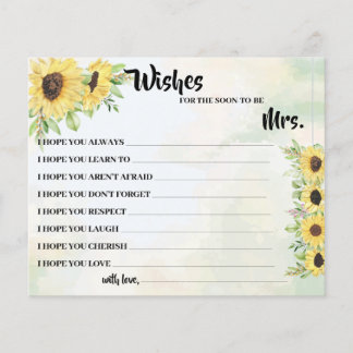Prospectus 11,4 Cm X 14,2 Cm Souhaite bientôt être Mme Sunflowers Douche Card
