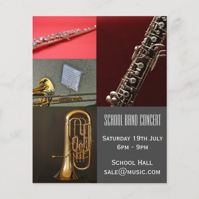 Prospectus 11,4 Cm X 14,2 Cm Spectacle musical de la bande scolaire (Devant)