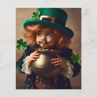 Prospectus 11,4 Cm X 14,2 Cm St Patrick's Day Party Irish Child Pot of Gold