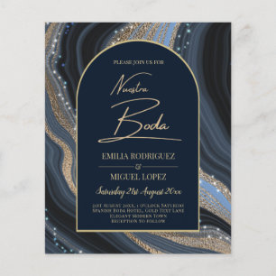 Prospectus 11,4 Cm X 14,2 Cm Starry Night Navy Gold Agate NUESTRA BODA Invitati