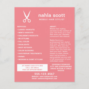 Prospectus 11,4 Cm X 14,2 Cm Styliste de cheveux mobile Ciseaux corail moderne