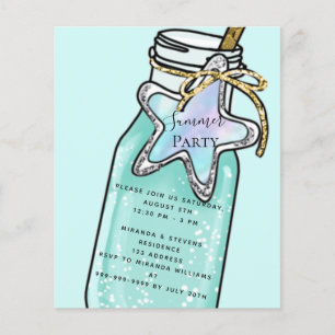 Prospectus 11,4 Cm X 14,2 Cm Summer beach pool party invitation budgétaire