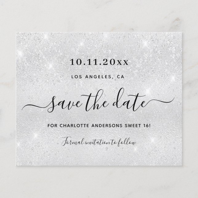 Prospectus 11,4 Cm X 14,2 Cm Sweet 16 argent budget parties scintillant enregis (Devant)