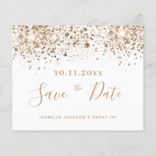 Prospectus 11,4 Cm X 14,2 Cm Sweet 16 budget or blanc enregistrer la date