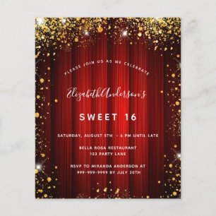 Prospectus 11,4 Cm X 14,2 Cm Sweet 16 red or film cinéma invitation budget