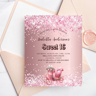 Prospectus 11,4 Cm X 14,2 Cm Sweet 16 rose carrosse invitation budget