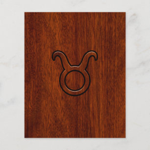 Prospectus 11,4 Cm X 14,2 Cm Taurus Zodiac Symbol in Mahogany Style print