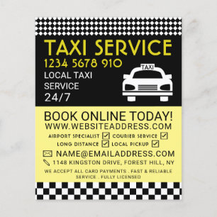 Prospectus 11,4 Cm X 14,2 Cm Taxi Station, Taxi Cabine Firme avec Tarifs