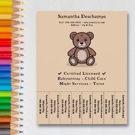 Prospectus 11,4 Cm X 14,2 Cm Teddy Bear - Baby-sitter Tear Off Strips Flyer