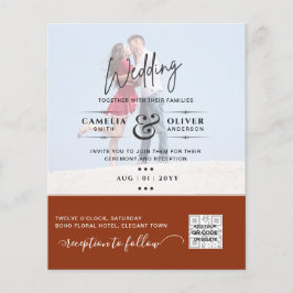 Prospectus 11,4 Cm X 14,2 Cm Terracotta Photo Wedding Inviter QR Code Enregistr