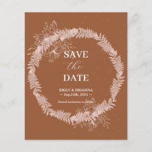 Prospectus 11,4 Cm X 14,2 Cm Terre cuite minimaliste Mariage brûlé Enregistrer 