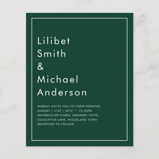 Prospectus 11,4 Cm X 14,2 Cm Texte monochrome vert Émeraude (Devant)