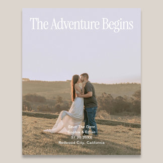 Prospectus 11,4 Cm X 14,2 Cm The Adventure Retro Photo Wedding Save The Date