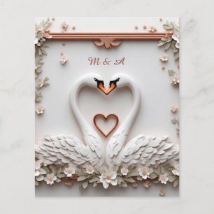 Prospectus 11,4 Cm X 14,2 Cm 🤍 Thème de mariage floral de couple de cygnes rom