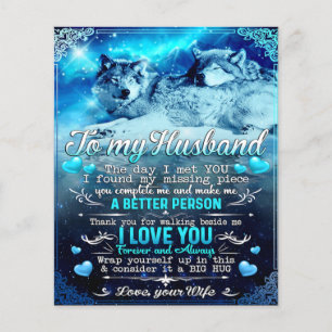 Prospectus 11,4 Cm X 14,2 Cm To My Husband Wolf Gift, Husband Birthday Gift