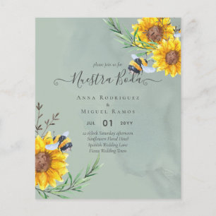 Prospectus 11,4 Cm X 14,2 Cm Tournesols pour Invitation de Mariage Économique B