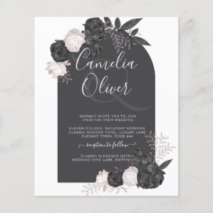 Prospectus 11,4 Cm X 14,2 Cm Tout-en-1 Noir Blush Rose gothique Mariage QR Code