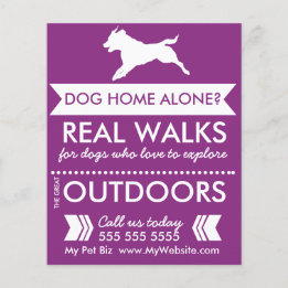 Prospectus 11,4 Cm X 14,2 Cm Trendy Purple Chien Silhouette Chien Walker Flyer