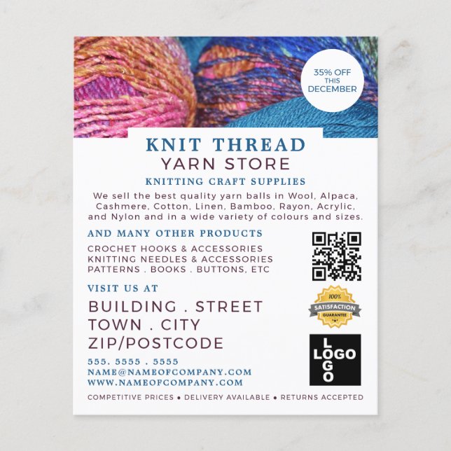 Prospectus 11,4 Cm X 14,2 Cm Tricot, Tricot, magasin, fils (Devant)