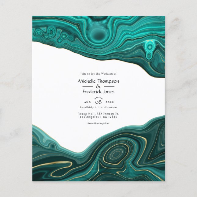 Prospectus 11,4 Cm X 14,2 Cm Turquoise et Or Strata Agate Mariage (Devant)