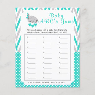 Prospectus 11,4 Cm X 14,2 Cm Turquoise & Grey Elephant Baby shower - ABC's