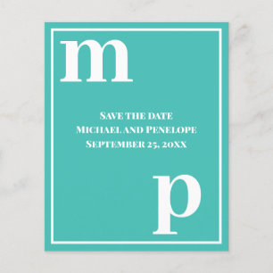 Prospectus 11,4 Cm X 14,2 Cm Typographie tendance Turquoise Budget Enregistrer
