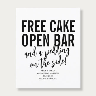 Prospectus 11,4 Cm X 14,2 Cm Typography QR Code Free Cake Wedding Save The Date