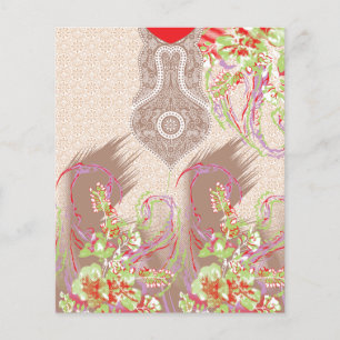 Prospectus 11,4 Cm X 14,2 Cm un design de vase rouge avec des fleurs dessus