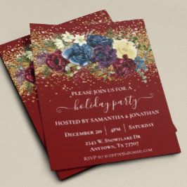 Prospectus 11,4 Cm X 14,2 Cm Vacances Gold Confetti hiver Floral Flyer