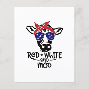 Prospectus 11,4 Cm X 14,2 Cm Vache patriotique rouge blanc et moo 4 juillet